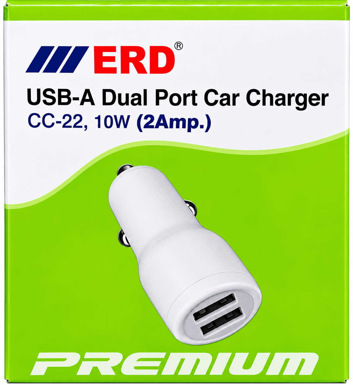 Erd Usb-a Dual Port Car Charger / Erd Cc-22