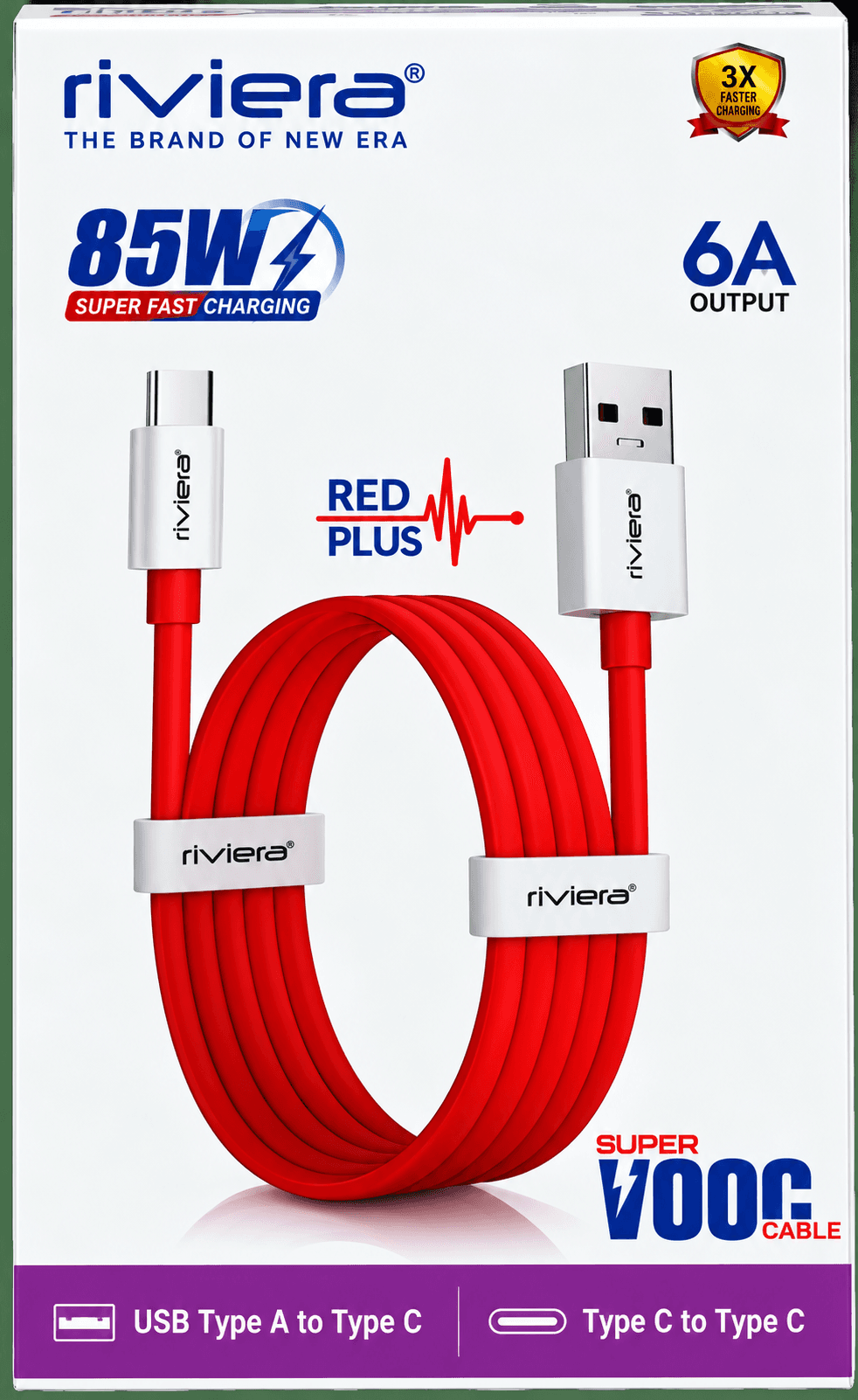 Riviera Red Plus 85W 6A Super Fast Charging Cable