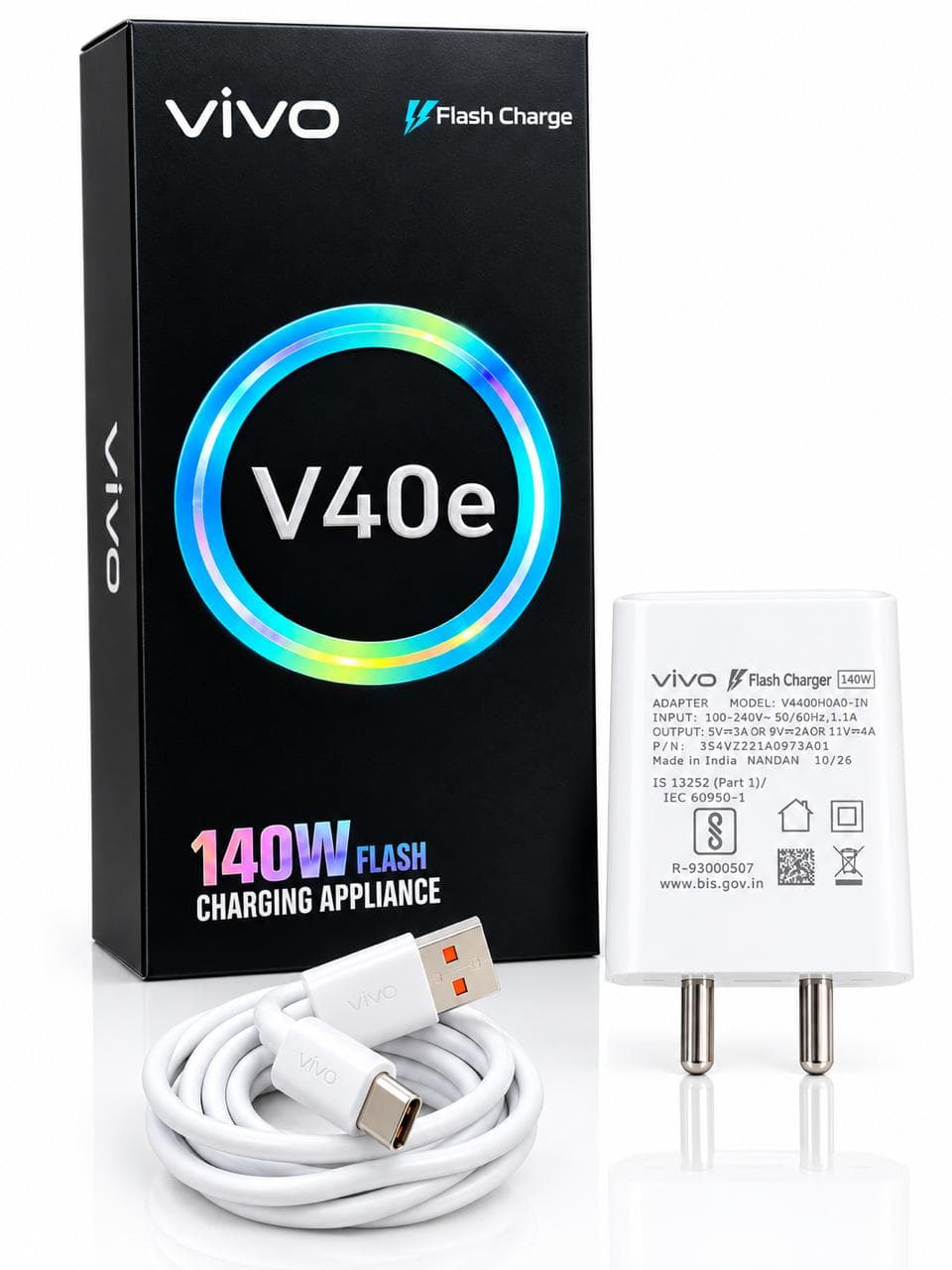 Vivo V40e Flash Charging Adapter With Cable