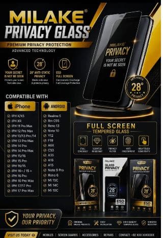 MILAKE Privacy ESD Full Screen Tempered Glass