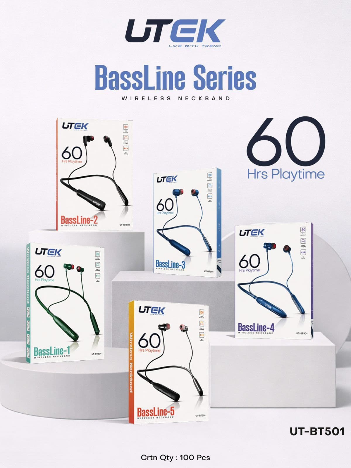 UTEK BassLine Series Wireless Neckband image 1