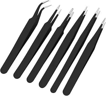 6 Piece Precision Anti Static ESD Tweezers Set image 1