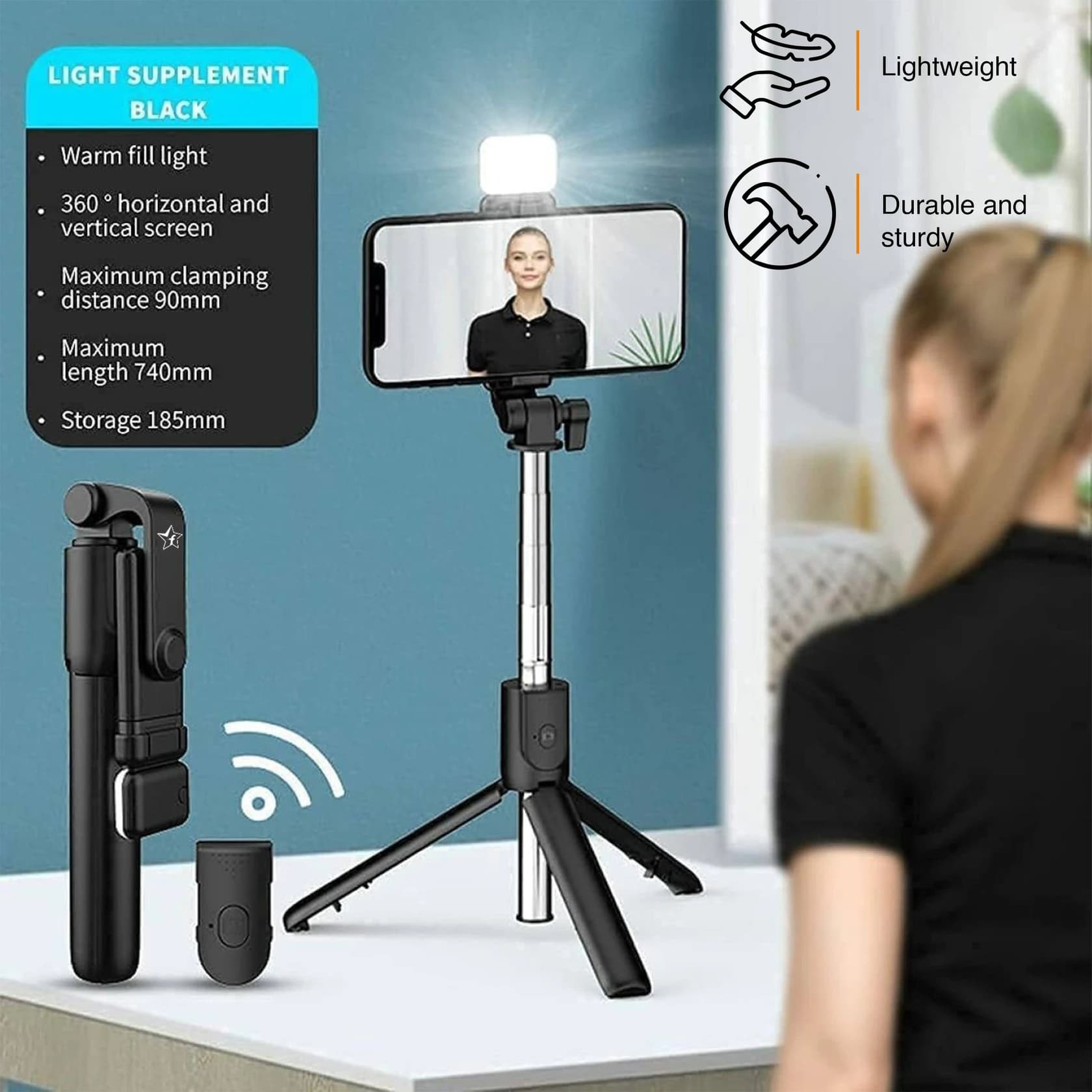 3-in-1 Multifunction Selfie Stick Tripod & Mobile Stand image 1