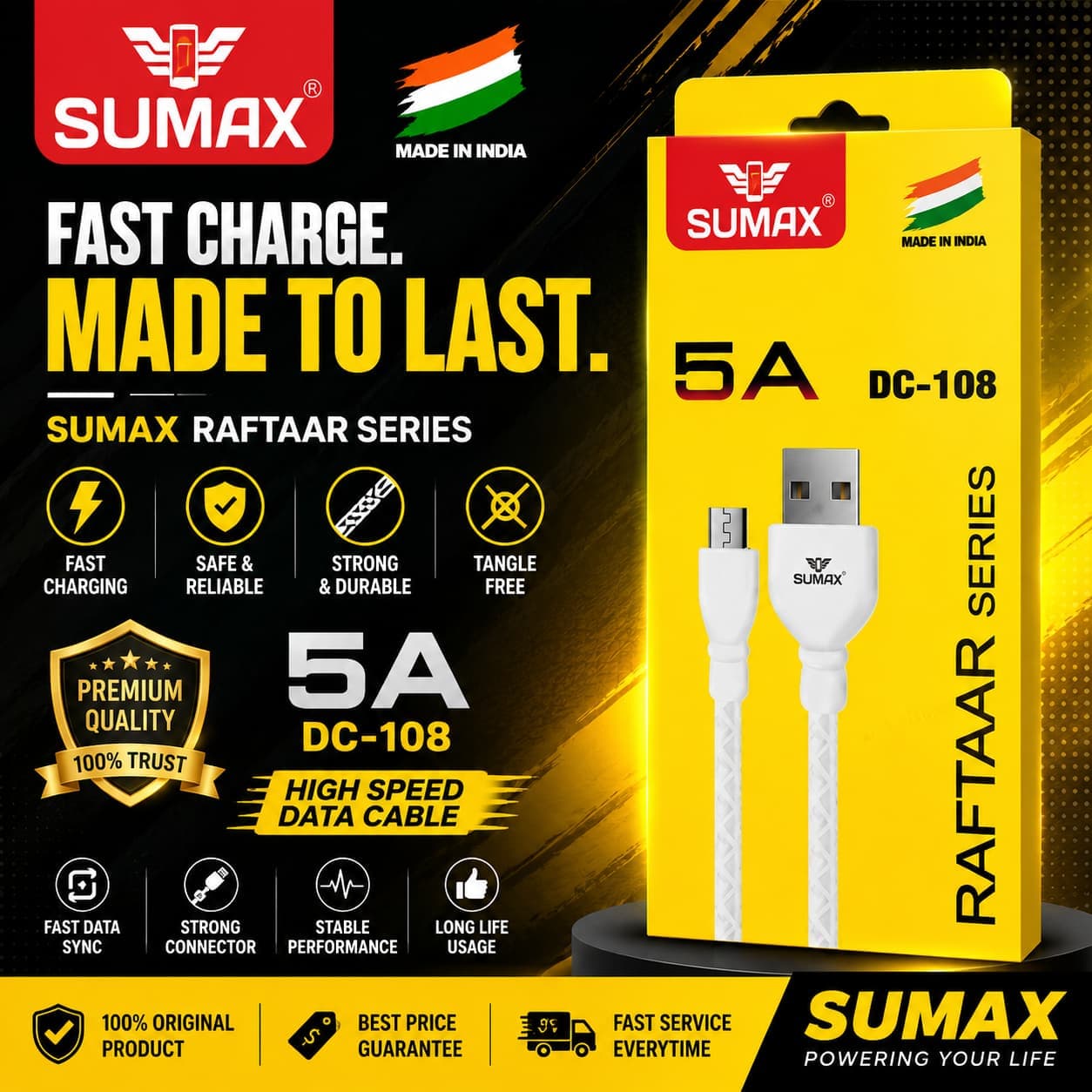 SUMAX Raftaar Series DC-108 5A High Speed Data Cable