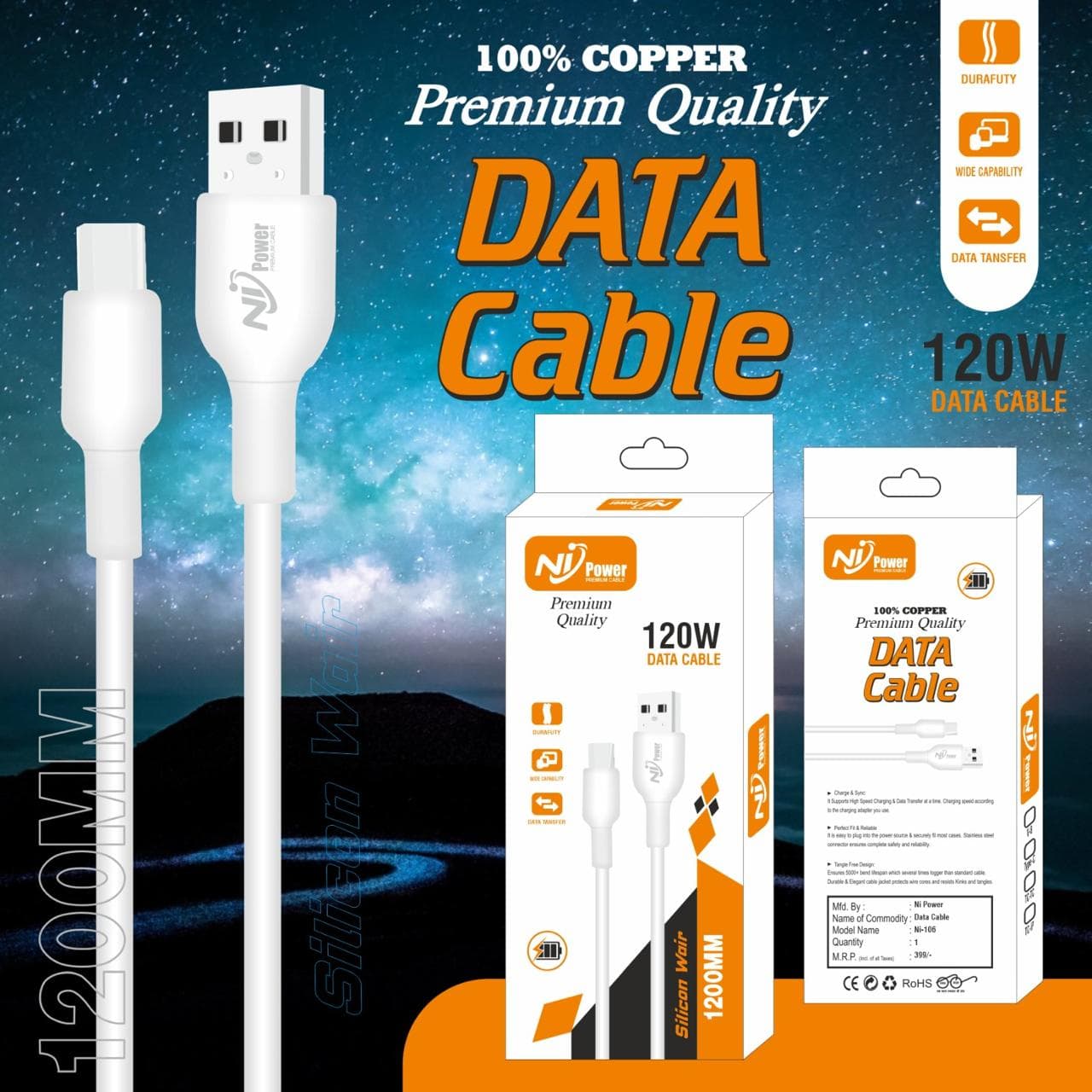 Ni Power N-106 120w Usb-a To Type-c Data Cable