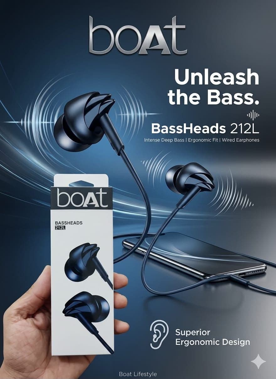 BoAt BassHeads 212L Wired Earphones With Mic