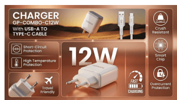 GOPARTS 2.4A Single USB Wall Charger With Type C Cable image 2