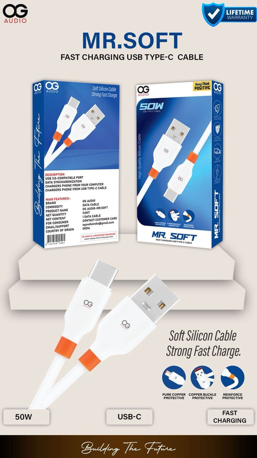 MR SOFT USB Type C charging cable