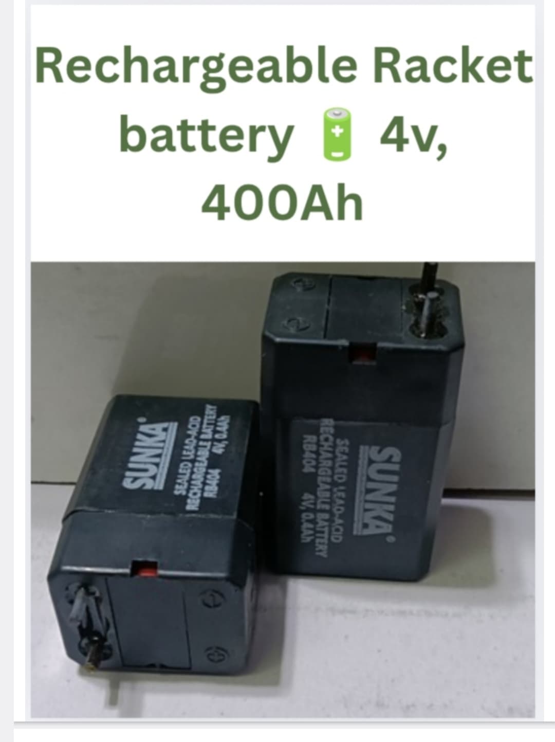 SUNKA 4V 400mAh SLA Rechargeable Battery