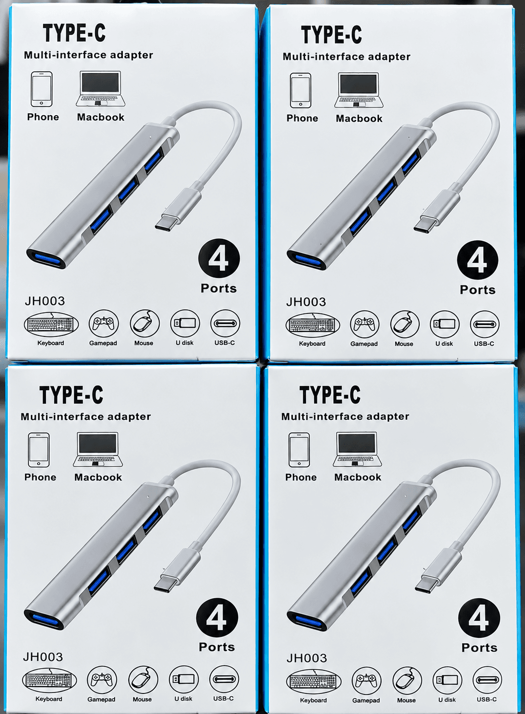 JH003 Type-C 4-Port Multi-interface Adapter