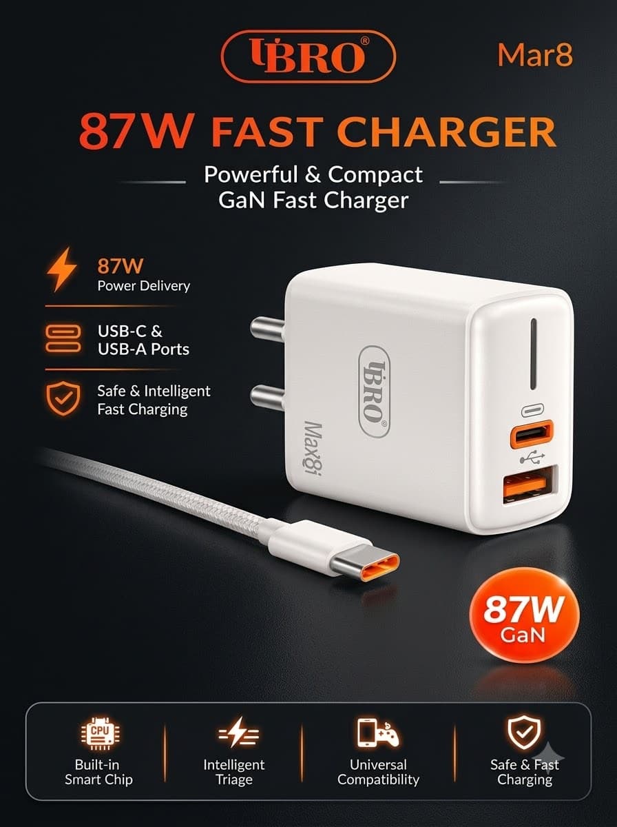 UBRO Mar8 87W GaN Fast Charger – Max8i image 1