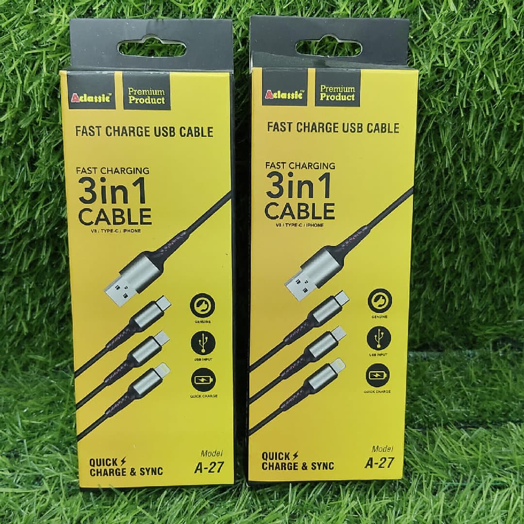 3 in 1 Fast charging usb cable