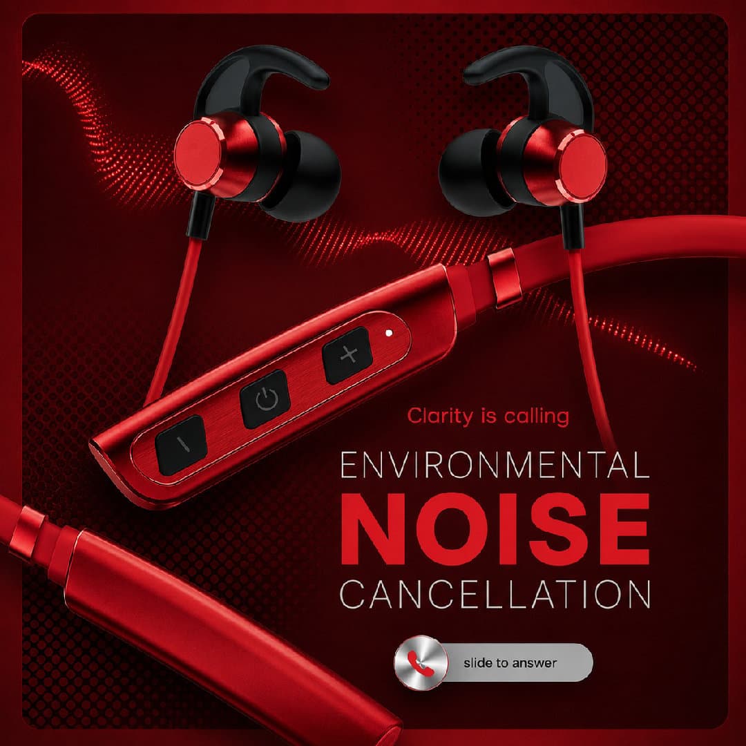 Buzz Bluetooth Wireless Neckband Earphones 10mm Drivers, Low Latency 50ms, IPX54, Magnetic Earbuds image 4