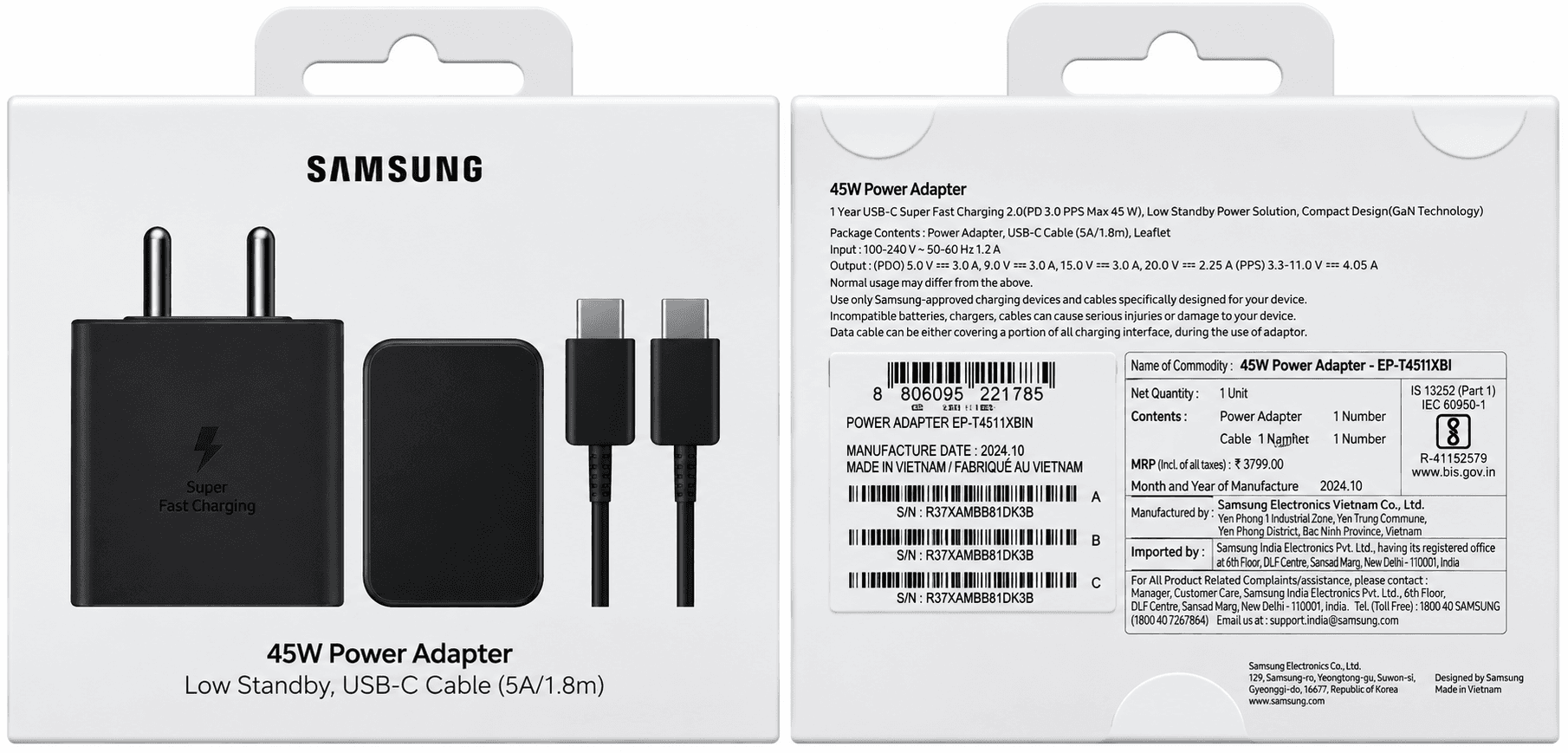 Samsung 45W Super Fast Charger With USB-C Cable image 1
