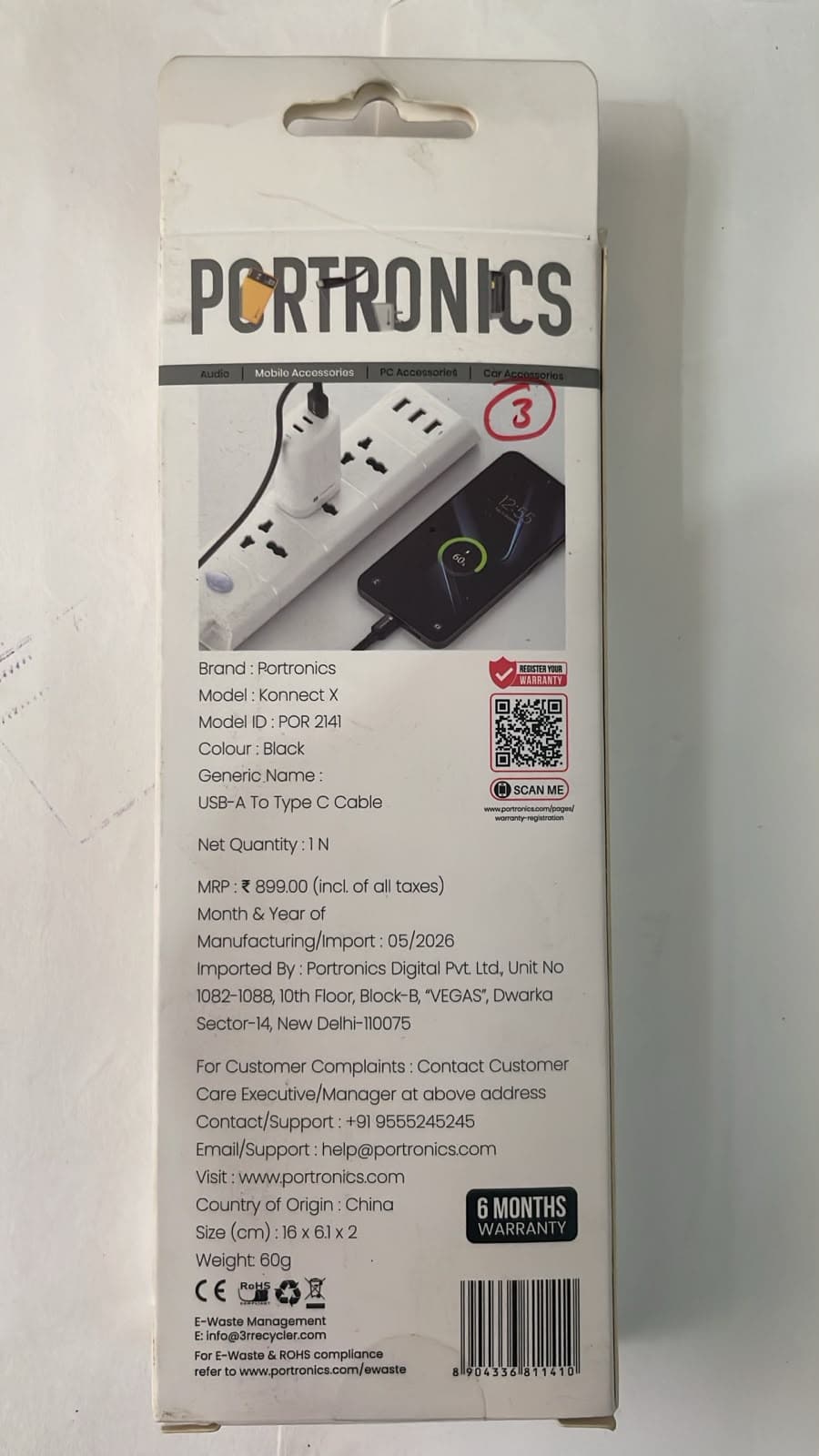 Portronics Konnect X USB-A To Type-C Cable