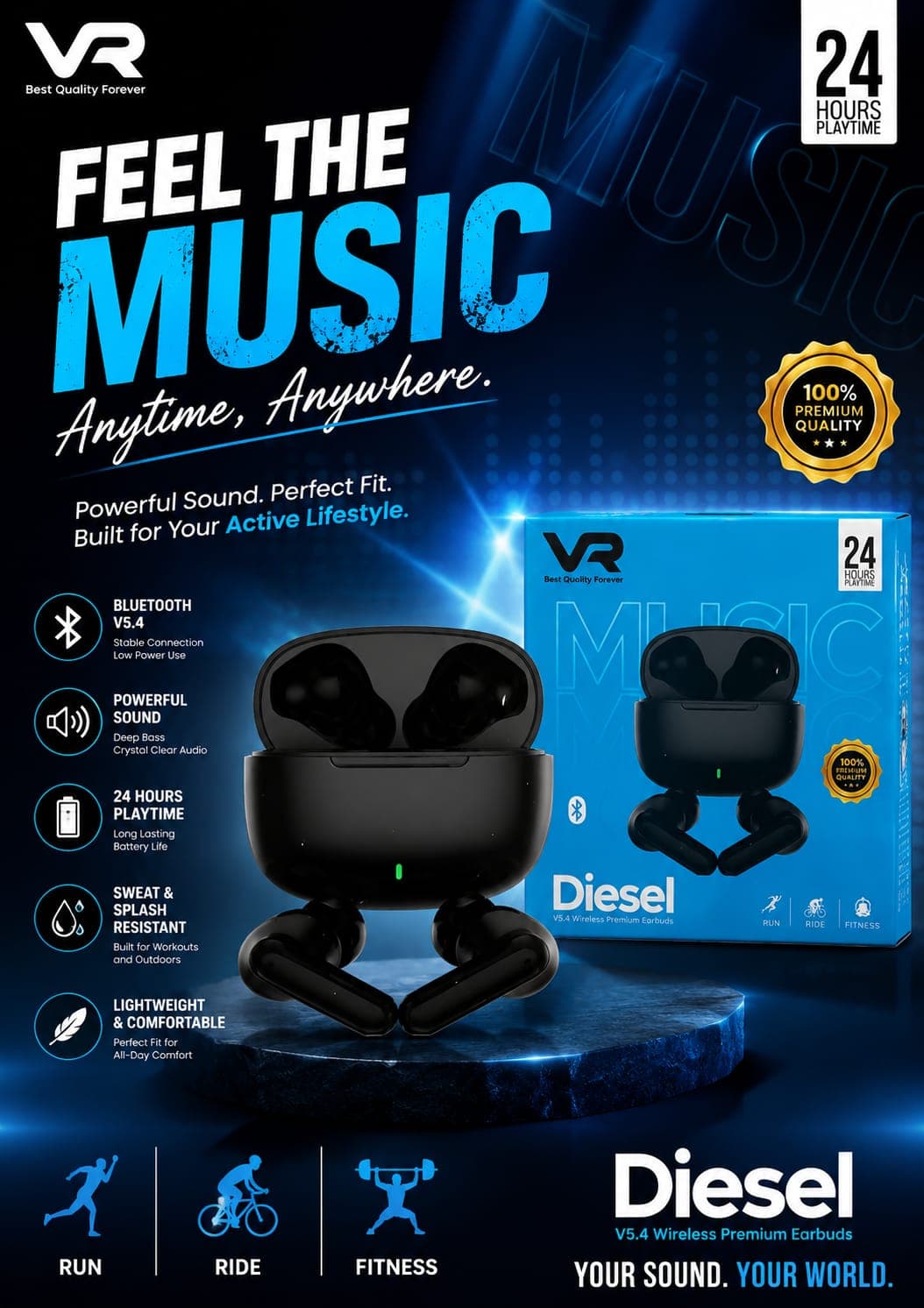 VR Diesel V5.4 Wireless Premium Earbuds