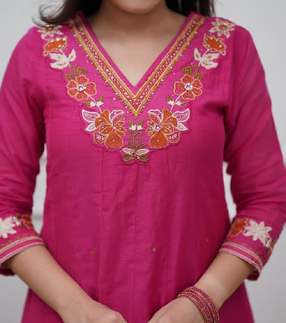 Zentara Womens Pink Cotton 3-piece Suit Set image 2