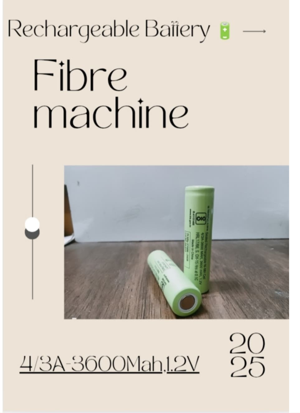 1.2V 4/3A 3600mAh Ni MH Rechargeable Cell