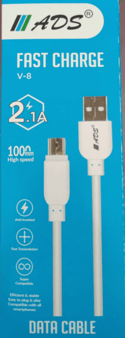 ADS V-8 2.1A Fast Charge Data Cable (10pcs Packing Box)