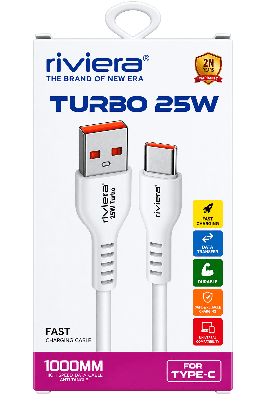 Riviera Turbo 25W Fast Charging Type-C Data Cable image 1