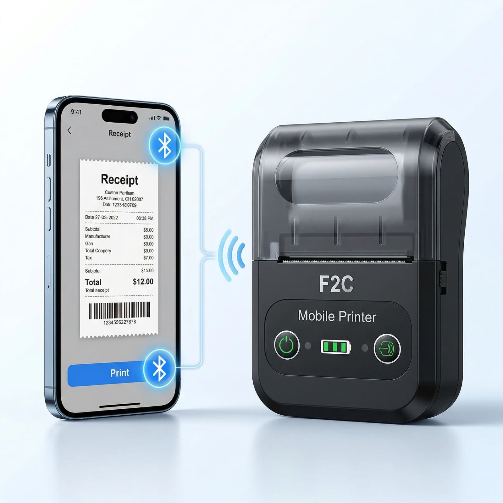 58mm Thermal Receipt Printer Portable Mini Wireless Bluetooth image 3