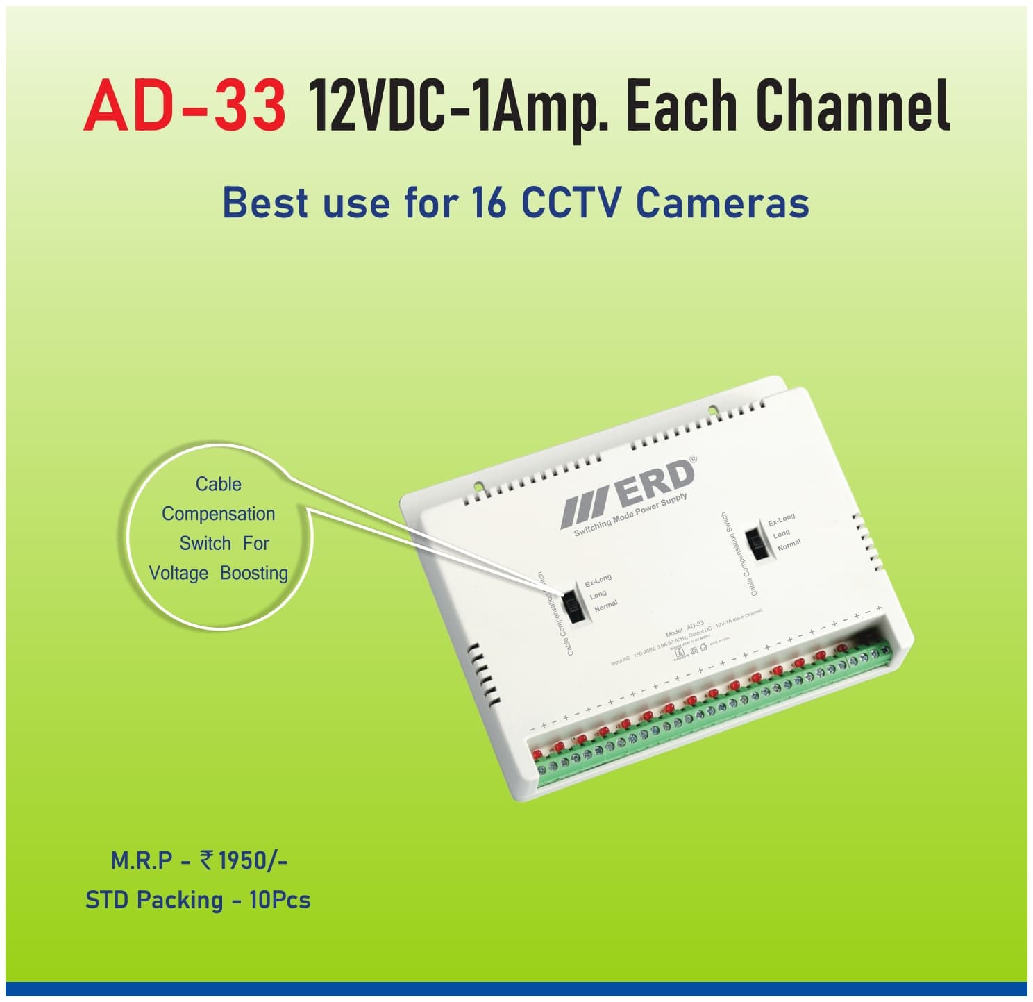 ERD AD-33 16 Channel CCTV Switching Mode Power Supply image 1