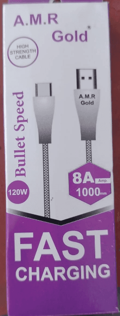 A.M.R Gold Bullet Speed 120W Fast Charging Cable