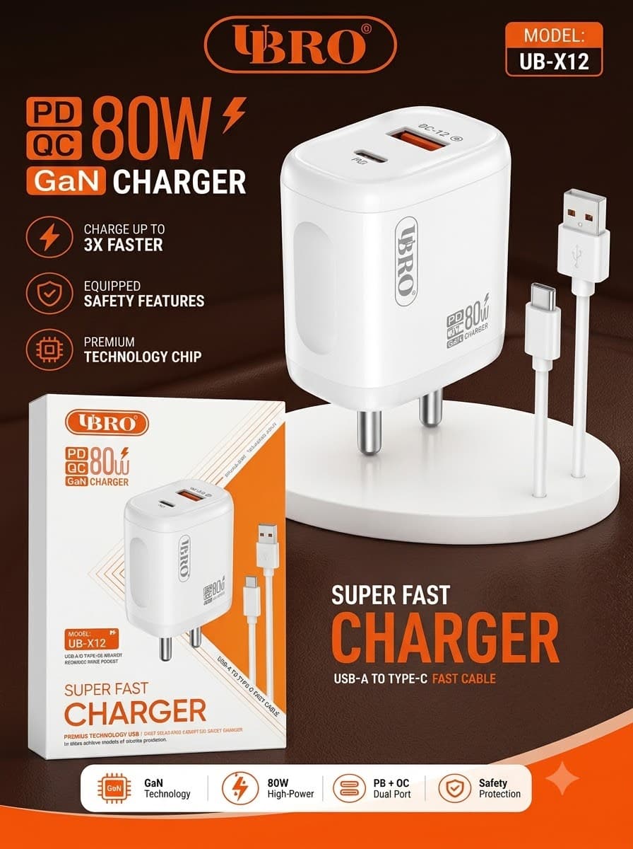 UBRO UB-X12 80W GaN Charger image 1