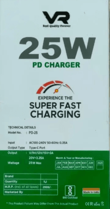 VR 25W PD Charger (Model No. PD-25) image 1