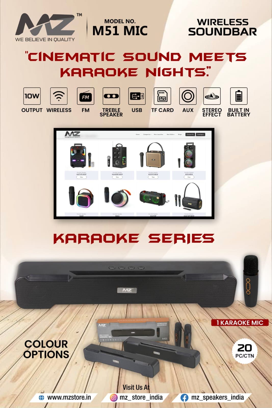 MZ M51 MIC Wireless Soundbar
