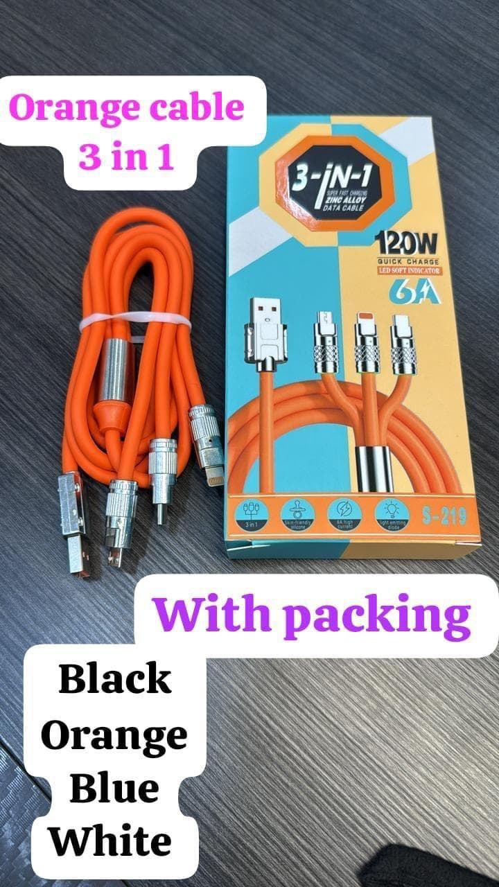 S-219 3-in-1 Super Fast Charging Zinc Alloy Data Cable image 1