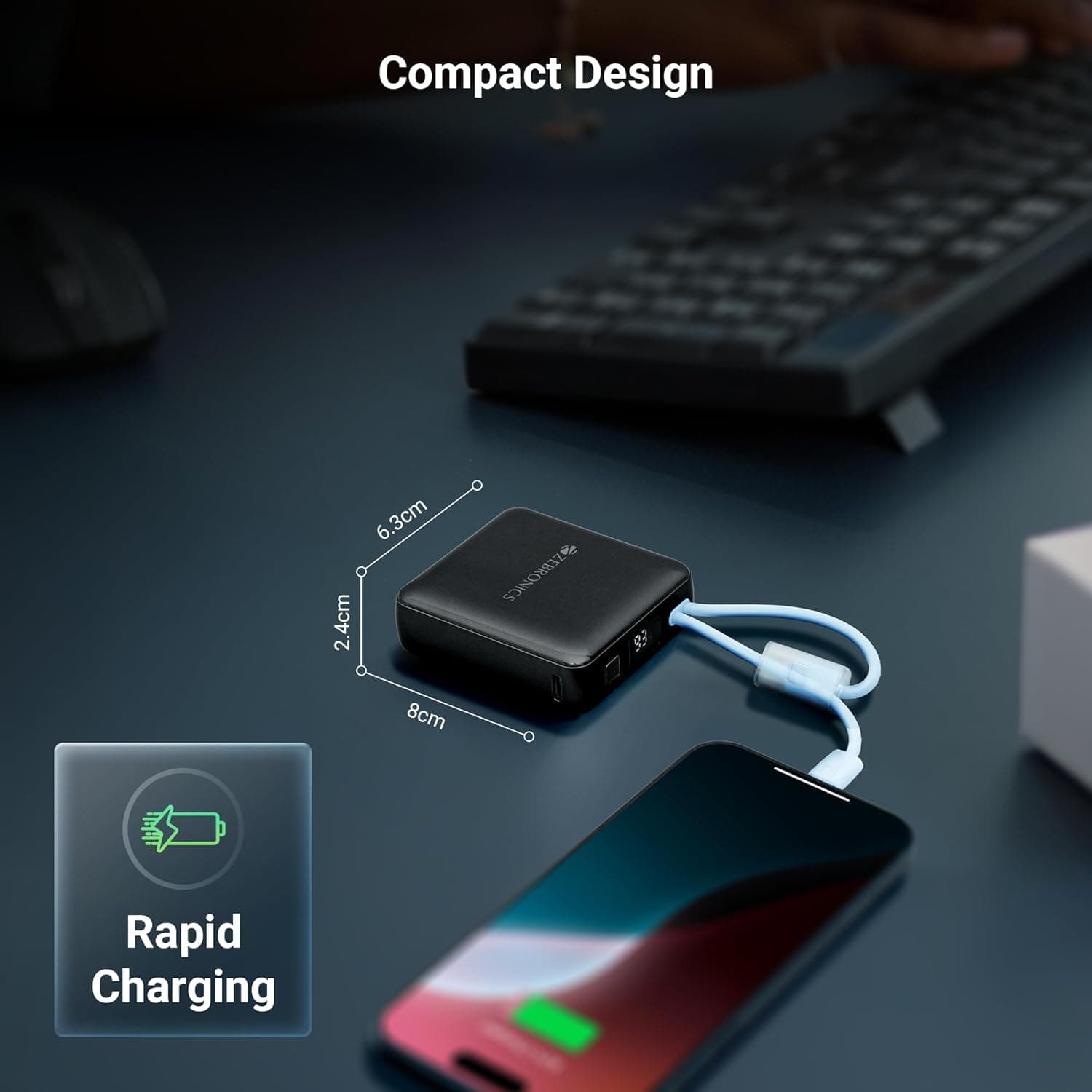 Zebronics EnergiSafe 10R1  wireless power bank image 2