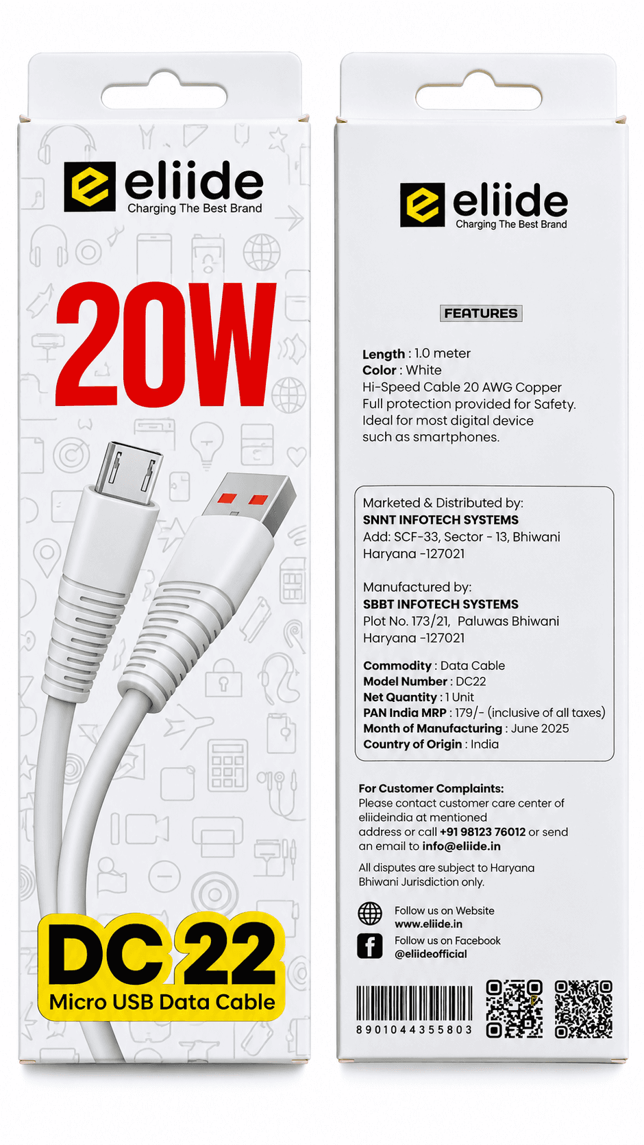 ELIIDE DC22 Micro USB Data Cable