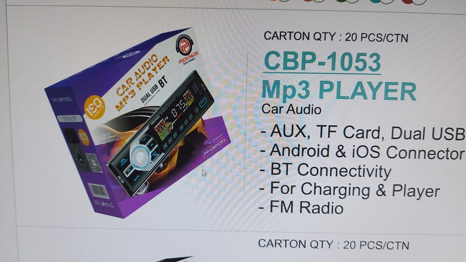 Pick Pack CBP 1053 Car Audio Mp3 Player image 3