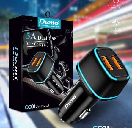 Dvaio CC01 Super Fast 5A Dual USB Car Charger