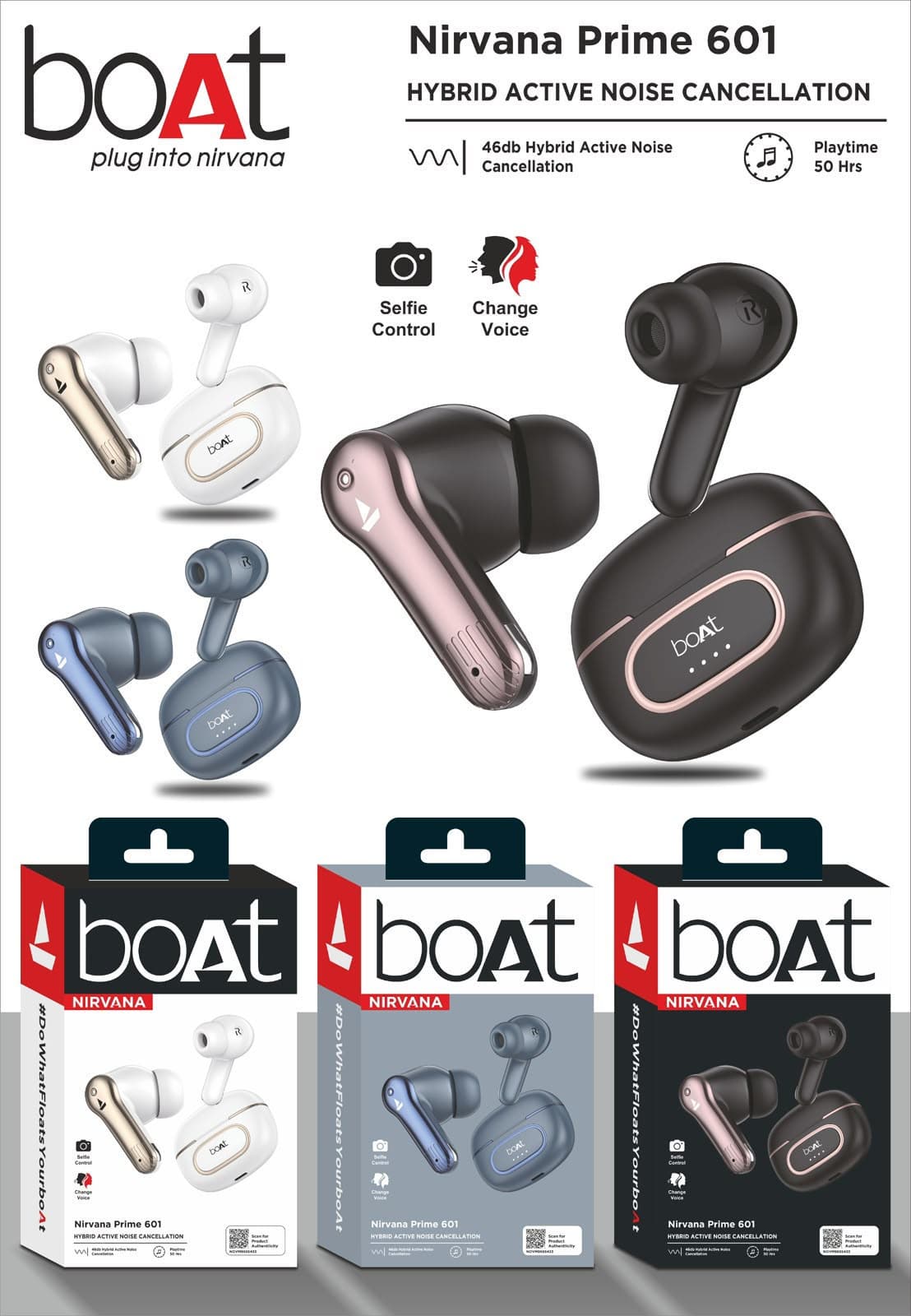 BoAt Nirvana Prime 601 Hybrid ANC Wireless Earbuds image 1