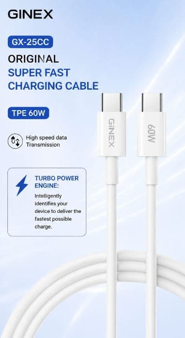 GINEX GX-25CC 60W USB-C to USB-C Charging Cable image 4