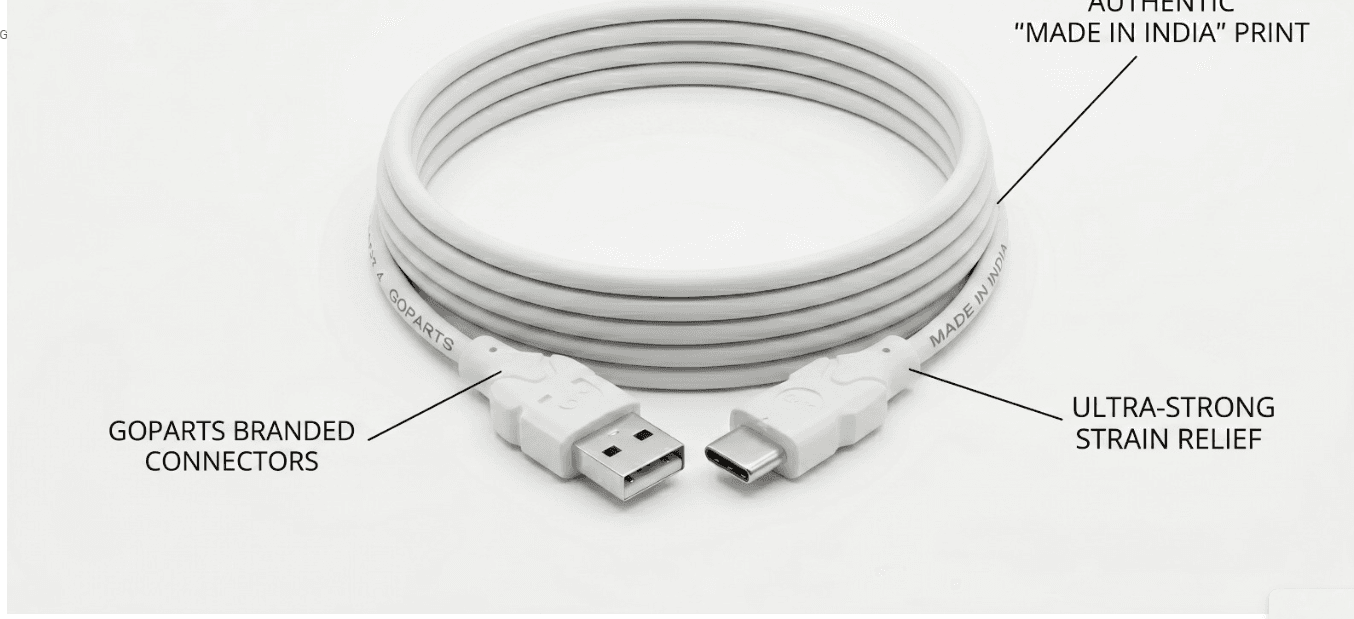 GOPARTS 3.5A Type C Cable/Micro USB Cable GP CB01 4 Core, 1 Meter image 1