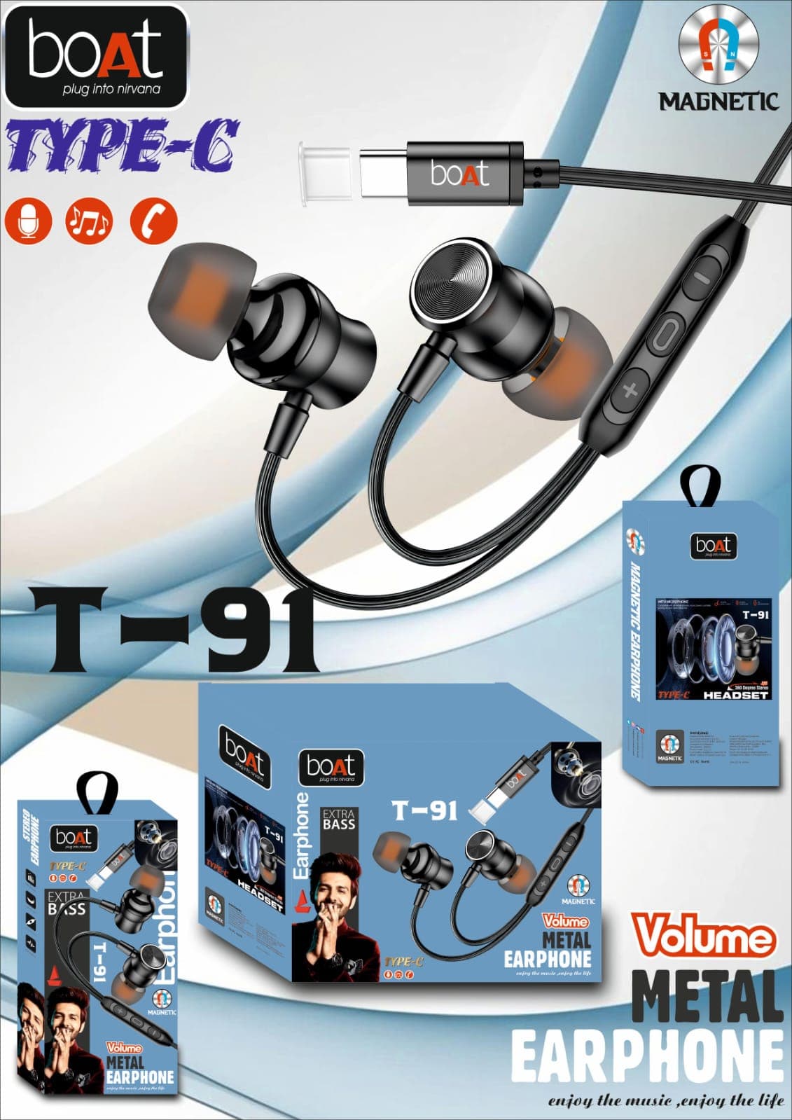 Boat T-91 Type-C Magnetic Metal Earphone