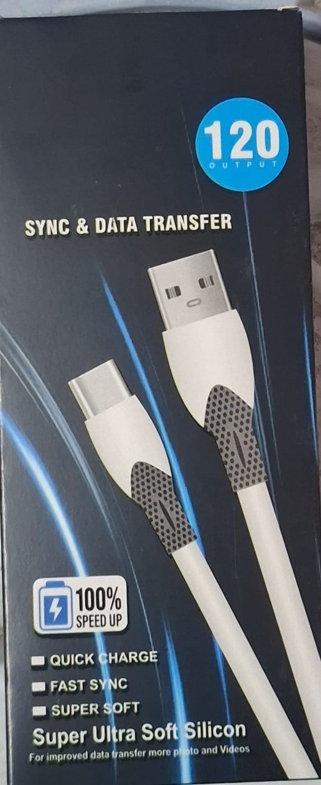 120w Super Ultra Soft Silicon Fast Charging & Data Sync Cable