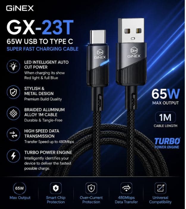 GiNEX GX-23T 65W USB To Type-C Cable