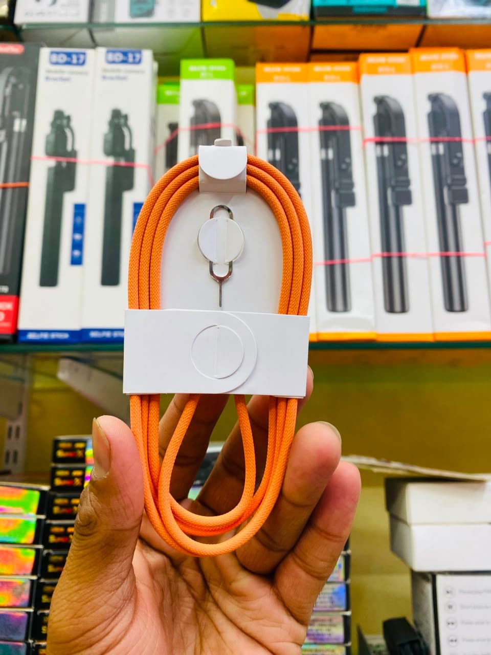 Orange 60W USB Type-C To Type-C Nylon Braided Fast Charging Data Cable