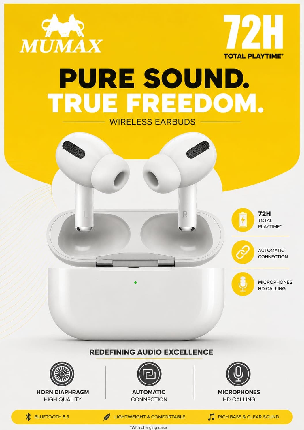MUMAX 72H Wireless Earbuds