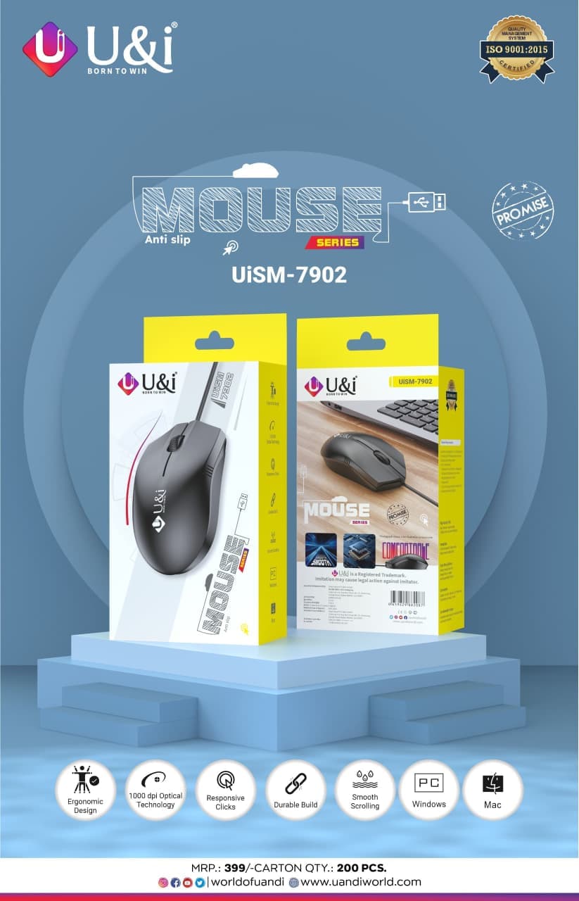 Bronz U&i Uism7902 Wired Mouse Wired Right Handed Laser Mouse image 2