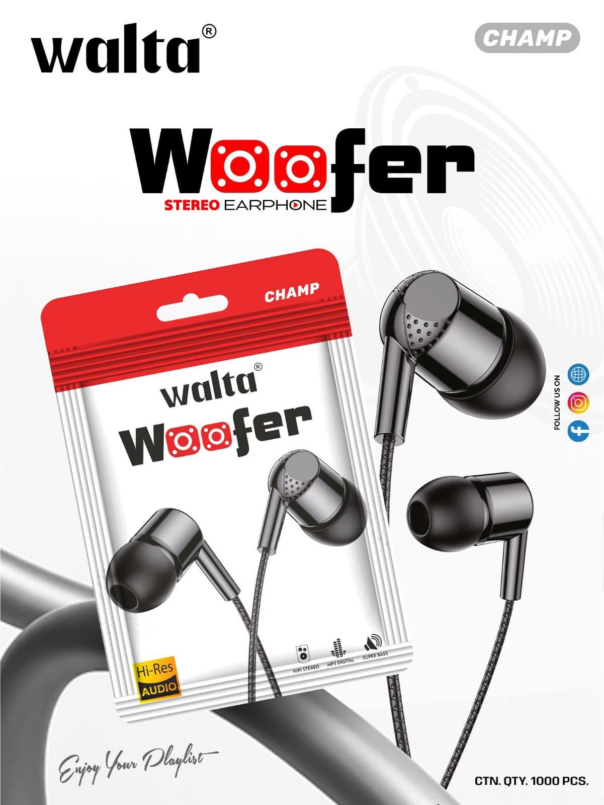 Walta Woofer CHAMP Stereo Earphone
