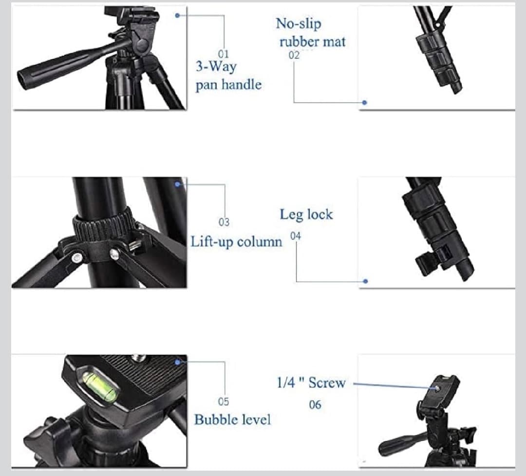 3120 Lightweight Adjustable Portable & Foldable Tripod Stand for Mobile Phone Holder image 6