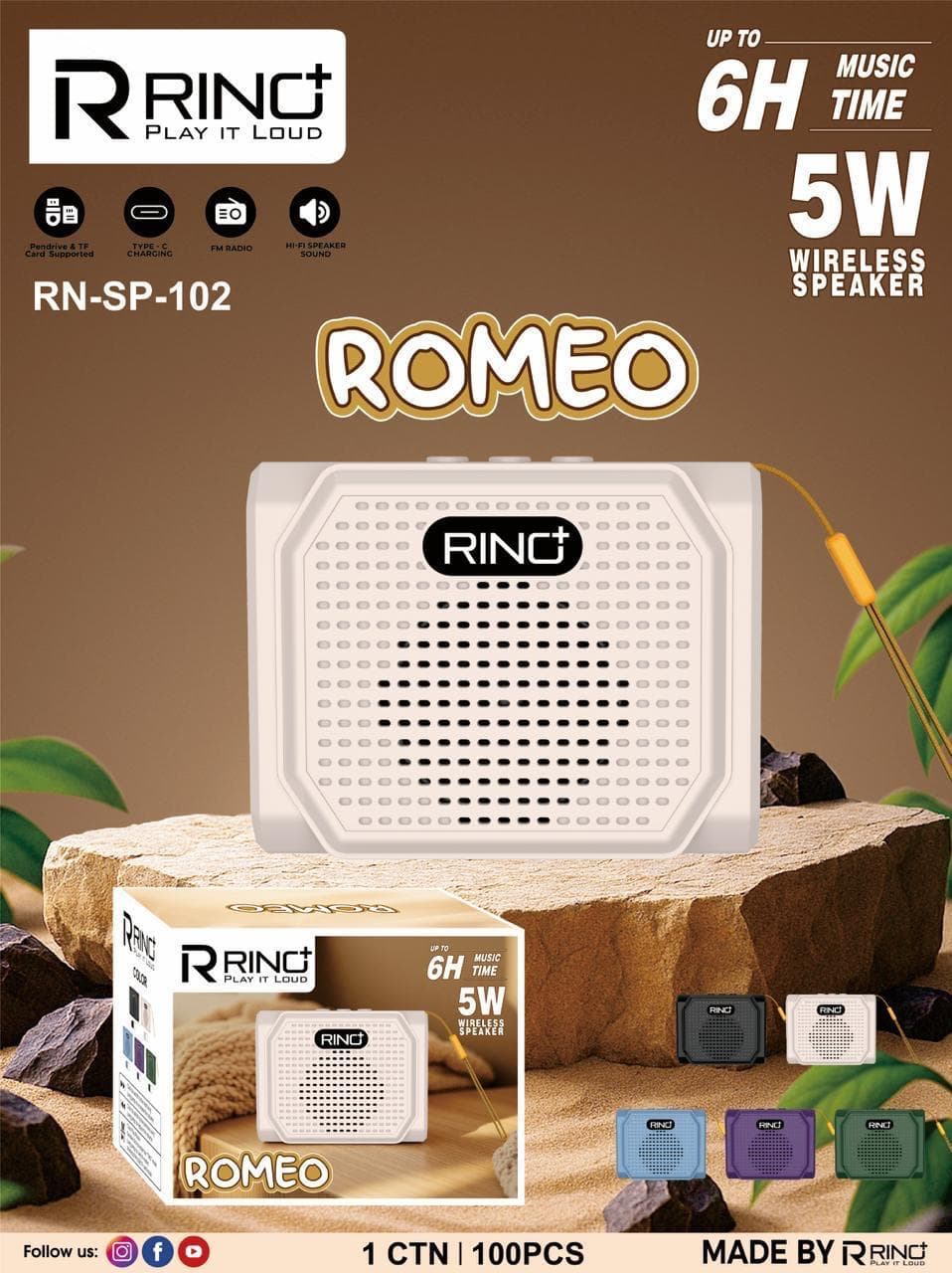 Rino Romeo RN-SP-102 Wireless Speaker image 1