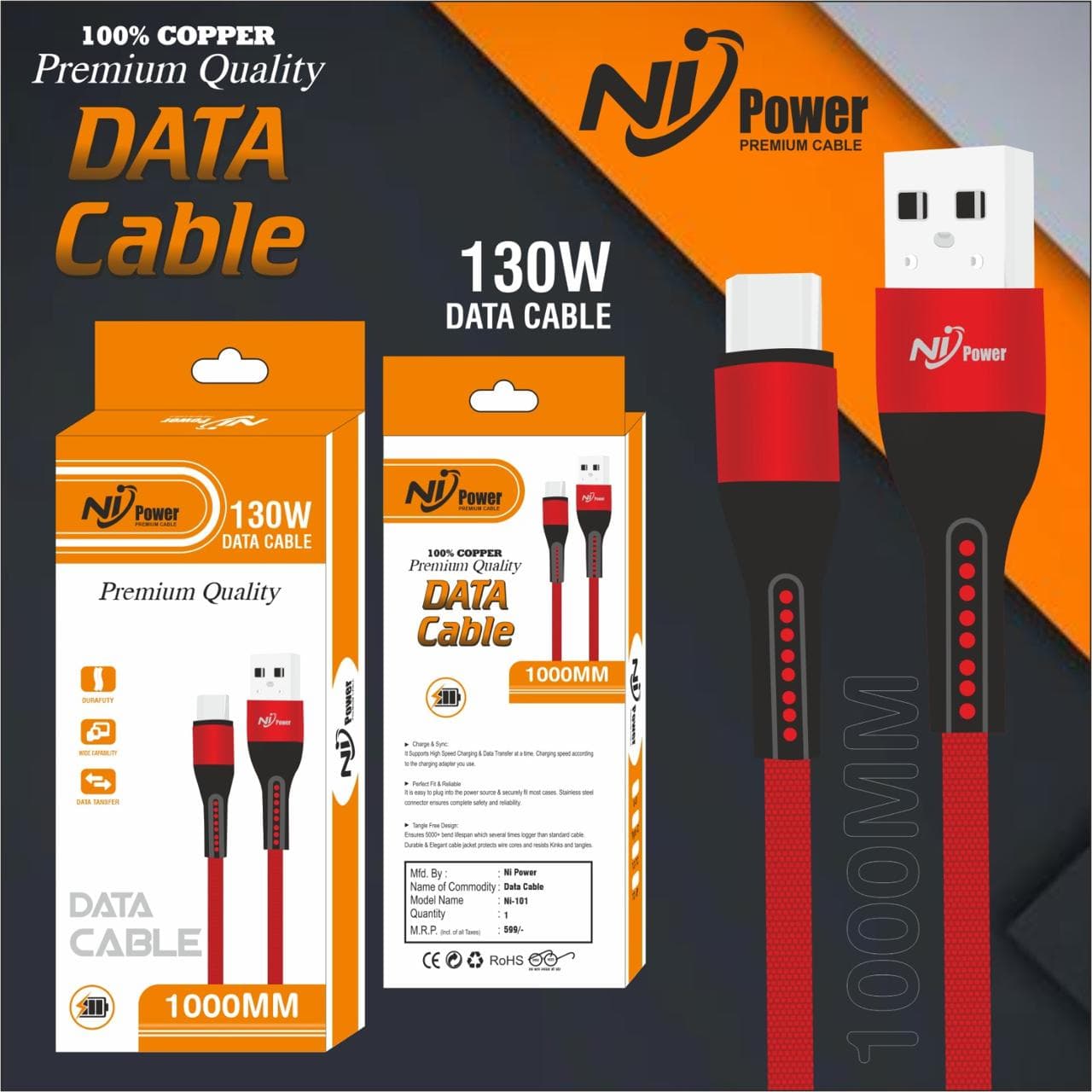Ni Power Ni-101 130w Fast Charging Type-c Data Cable