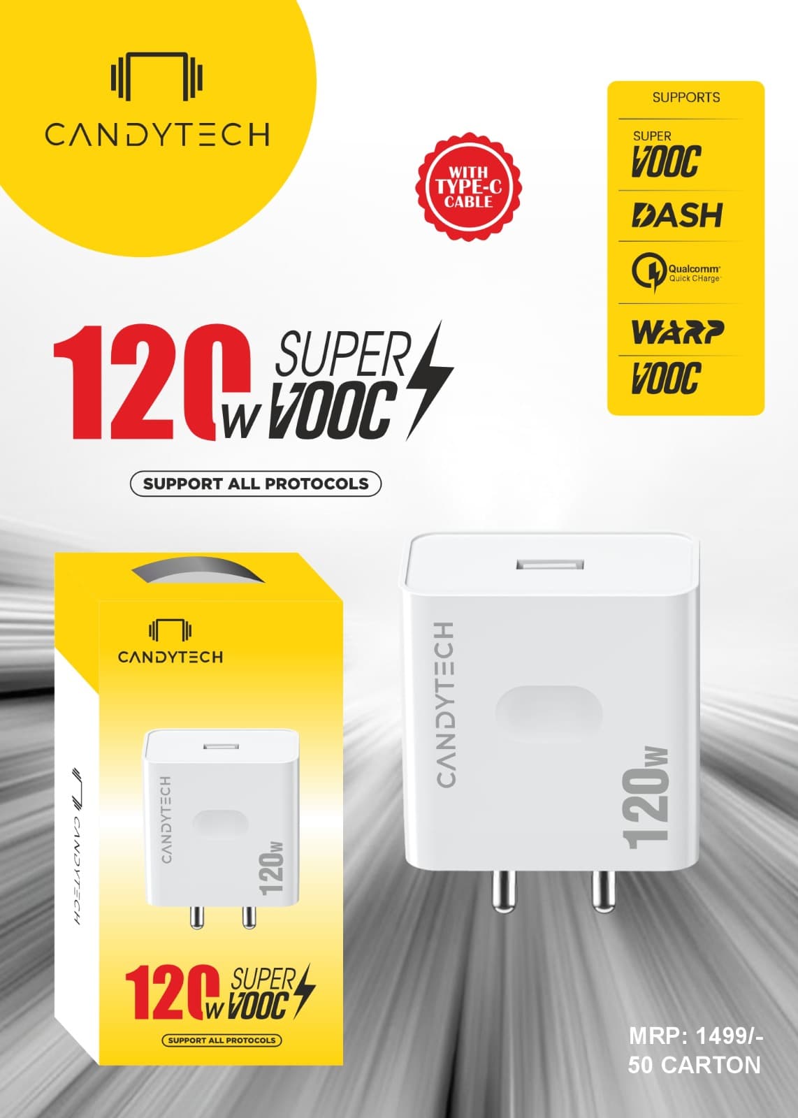 Candytech 120W Super VOOC Fast Charger Adapter
