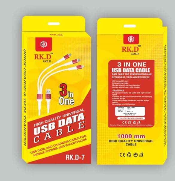 RK.D GOLD RK.D-7 3-in-1 USB Data Cable